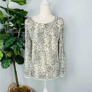 NWT Max Studio Long Sleeve Polka Dot Spot Pleated Chiffon Blouse
